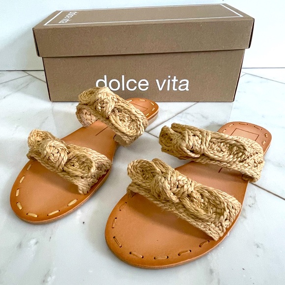 Dolce Vita Dinah Light Natural braided twine rope bowtie flat sandals New In Box - Picture 1 of 5